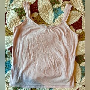 Vintage pink Y2K tank top with lace detail. Size M. Brand J Jill